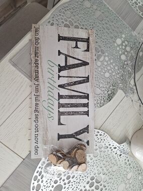 Family Birthdays Sign - White with Black & Mint Lettering